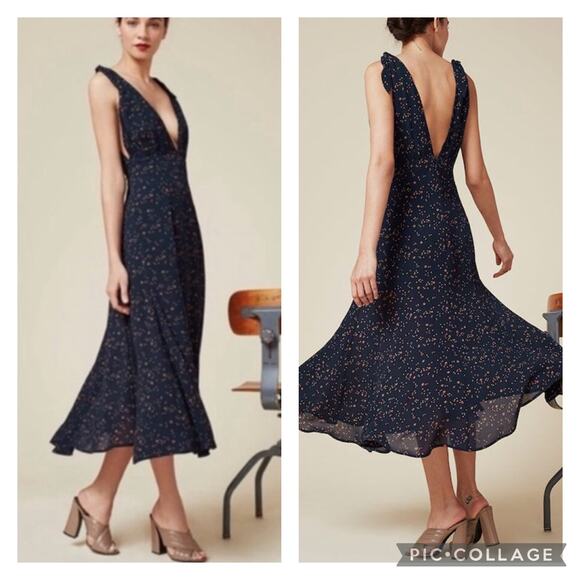 Reformation Dresses & Skirts - Reformation Adularia Maxi Sleeveless Dress Celestial Print Navy Long Stars sz 2